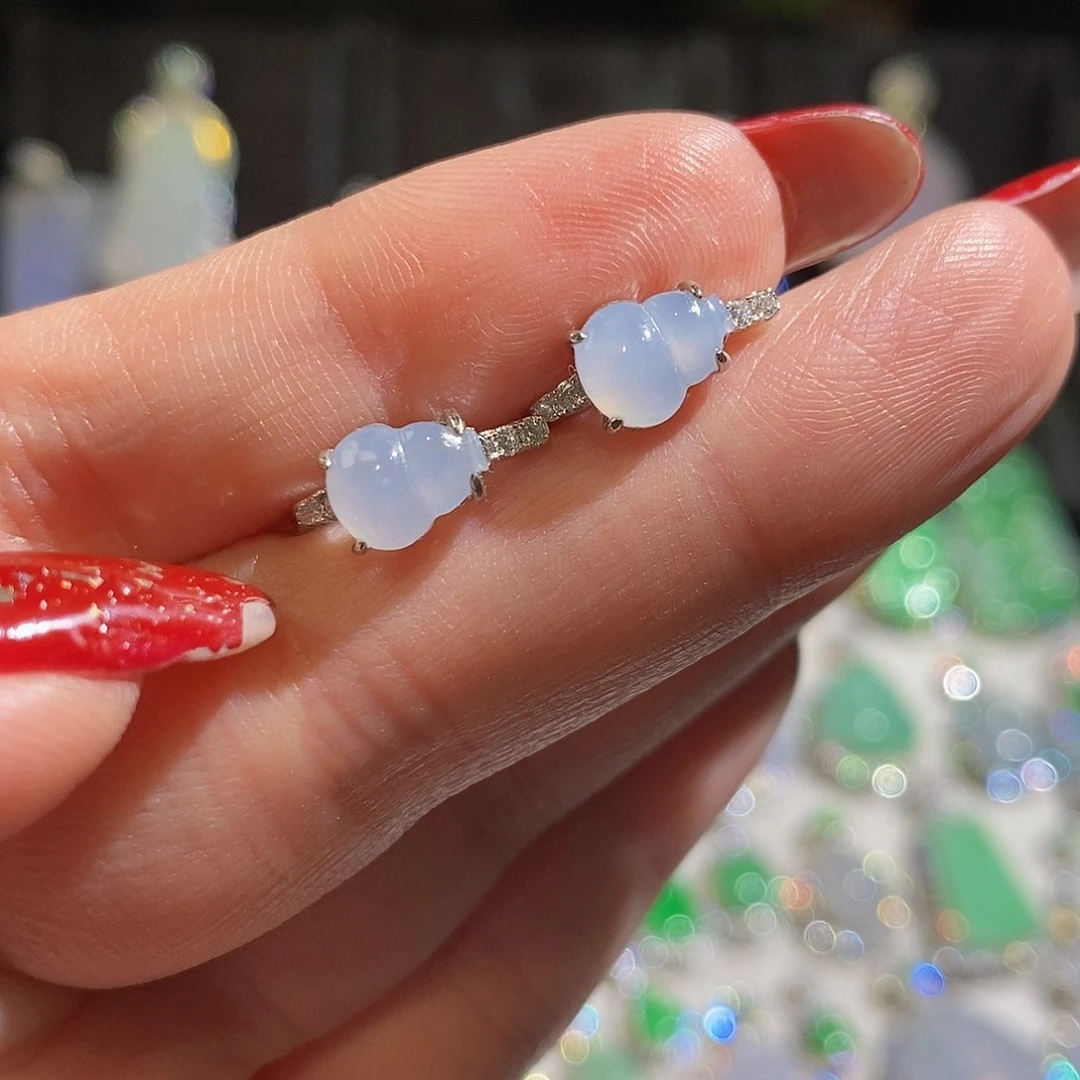 翡翠耳饰银S925镶嵌天然翡翠