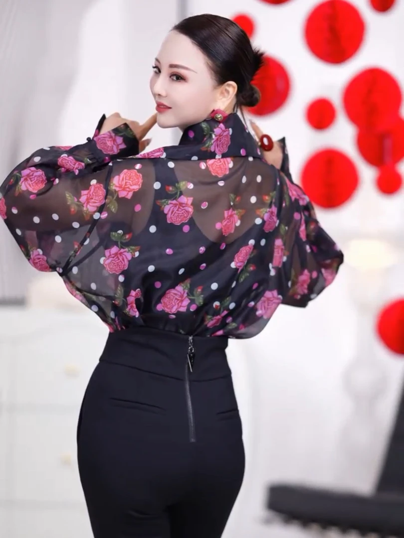 【RZ】流光花语-大翻领欧根纱外披