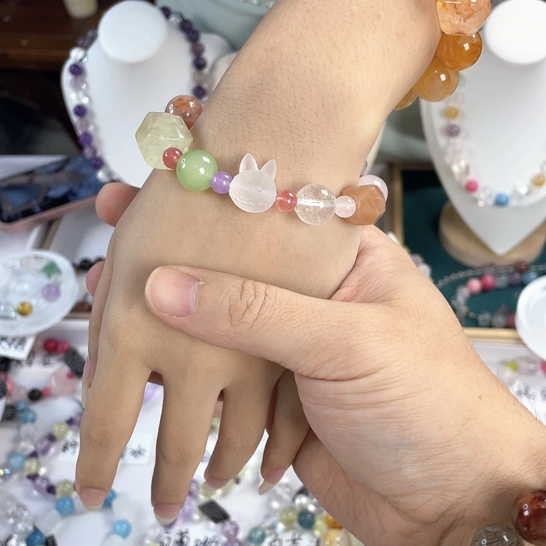 水晶手链银S925镀金镶嵌