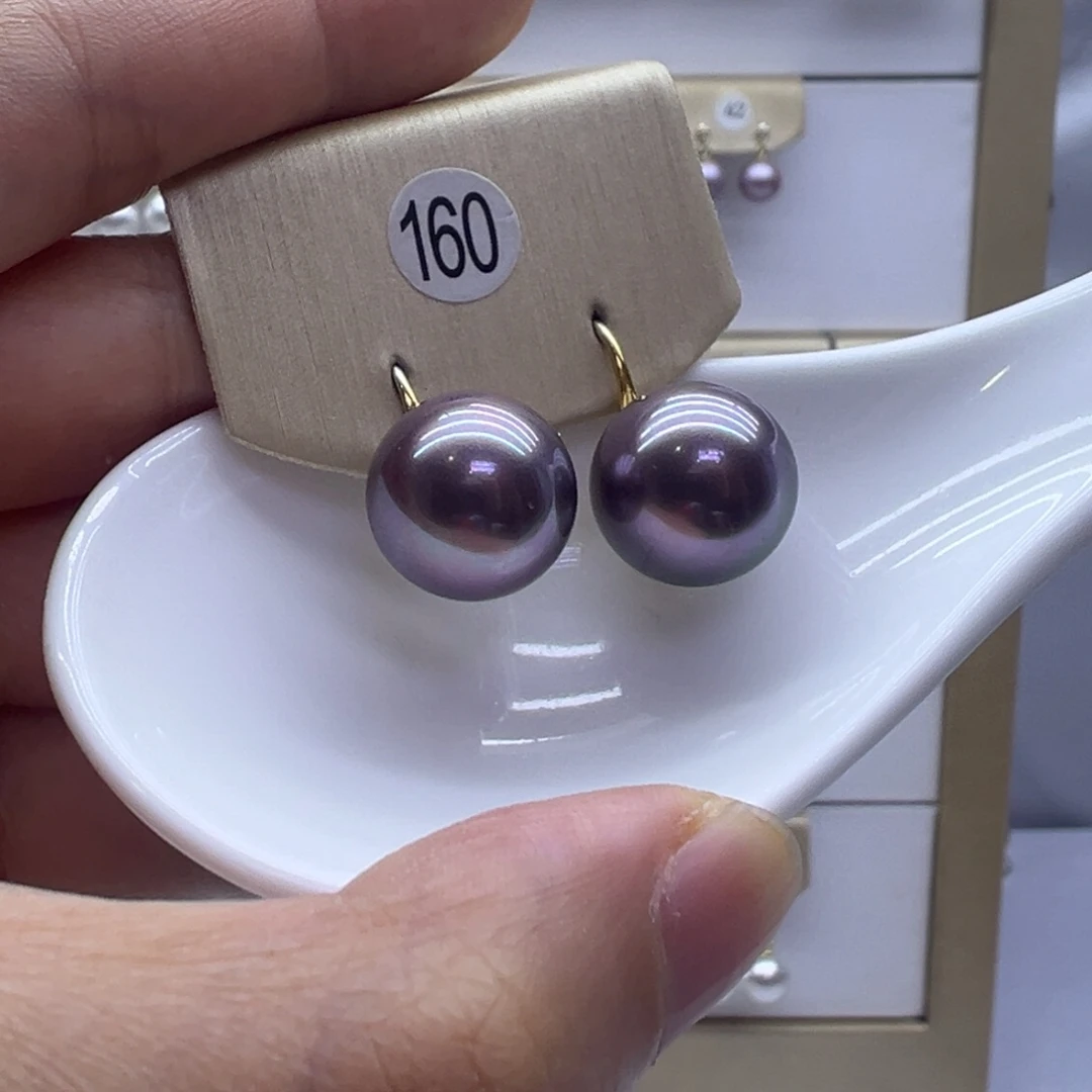 淡水珍珠银S925镶嵌耳饰