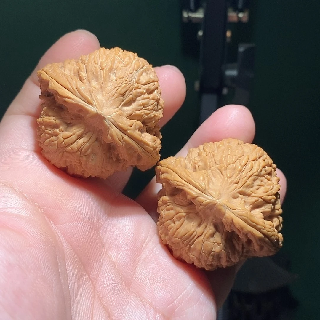 文玩核桃把件48粗筋南疆石全品