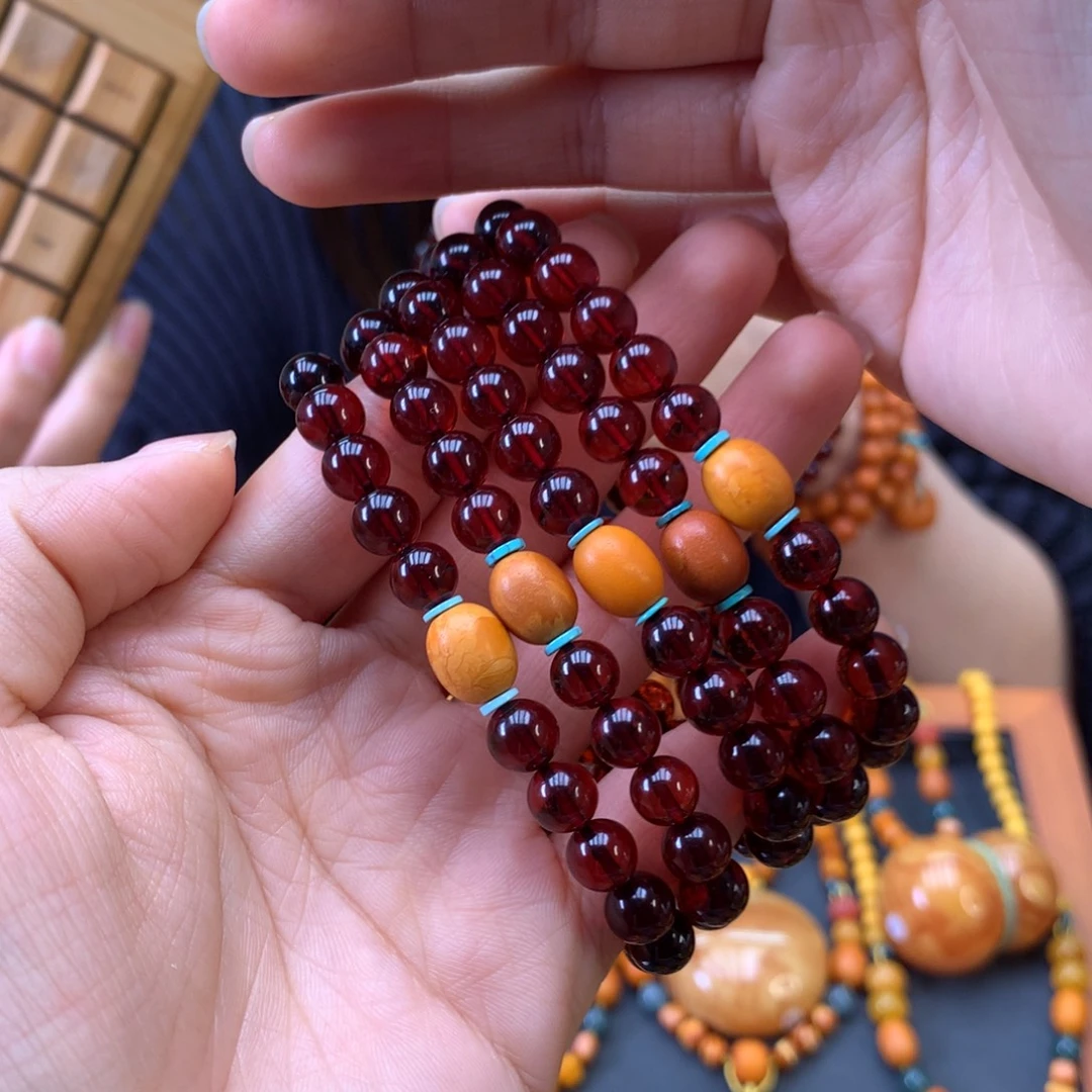 血珀未镶嵌手串多样性发一