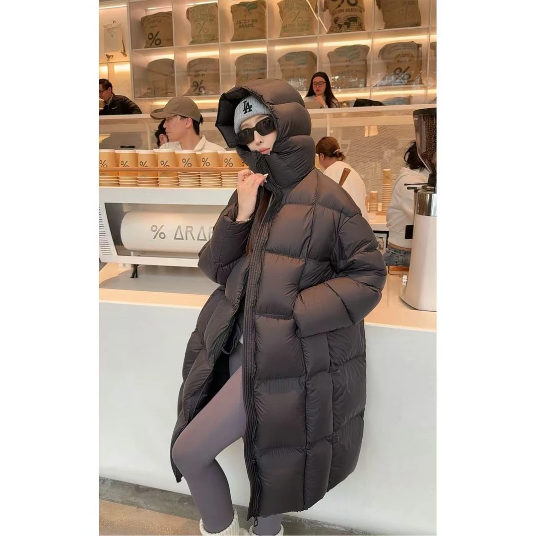 【冬日氛围感穿搭】95绒长款羽绒服女2025新款加厚连帽宽松保暖9003