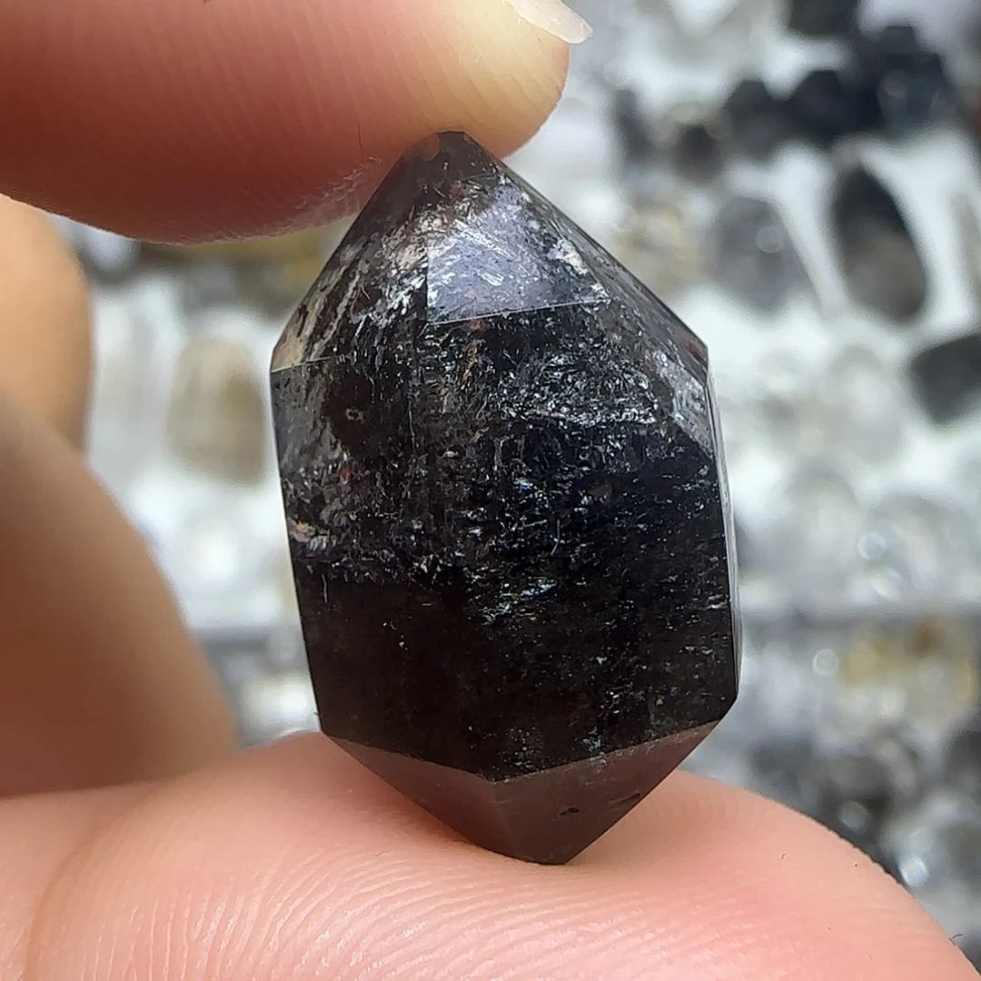 水晶未镶嵌珠宝半成品黑武士闪灵双尖随形