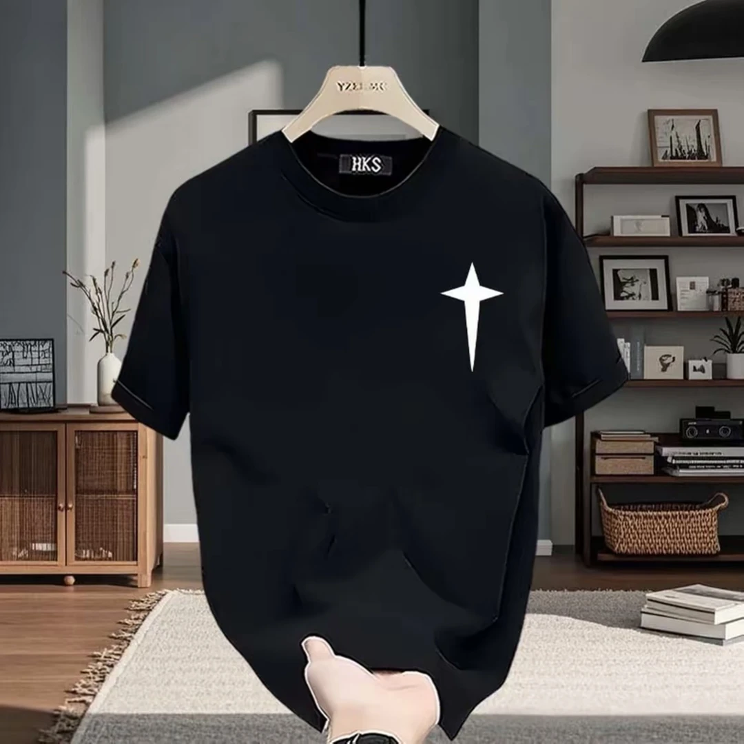 夏季潮流时尚圆领T恤男士运动训练宽松百搭休闲半袖短袖ins上衣服