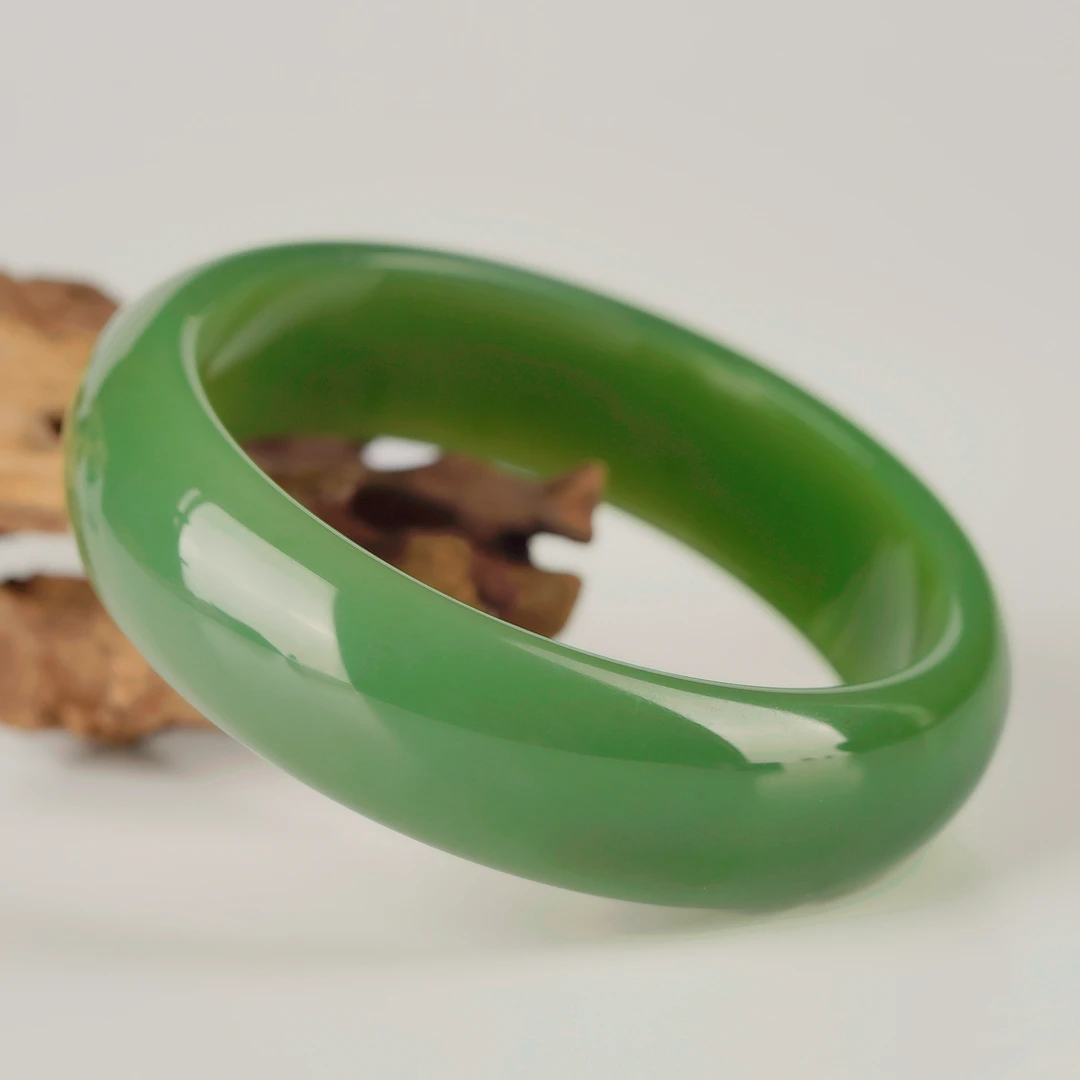 传世级 和田玉俄七白加绿宽胎手镯 19宽 圈口可选 H112211