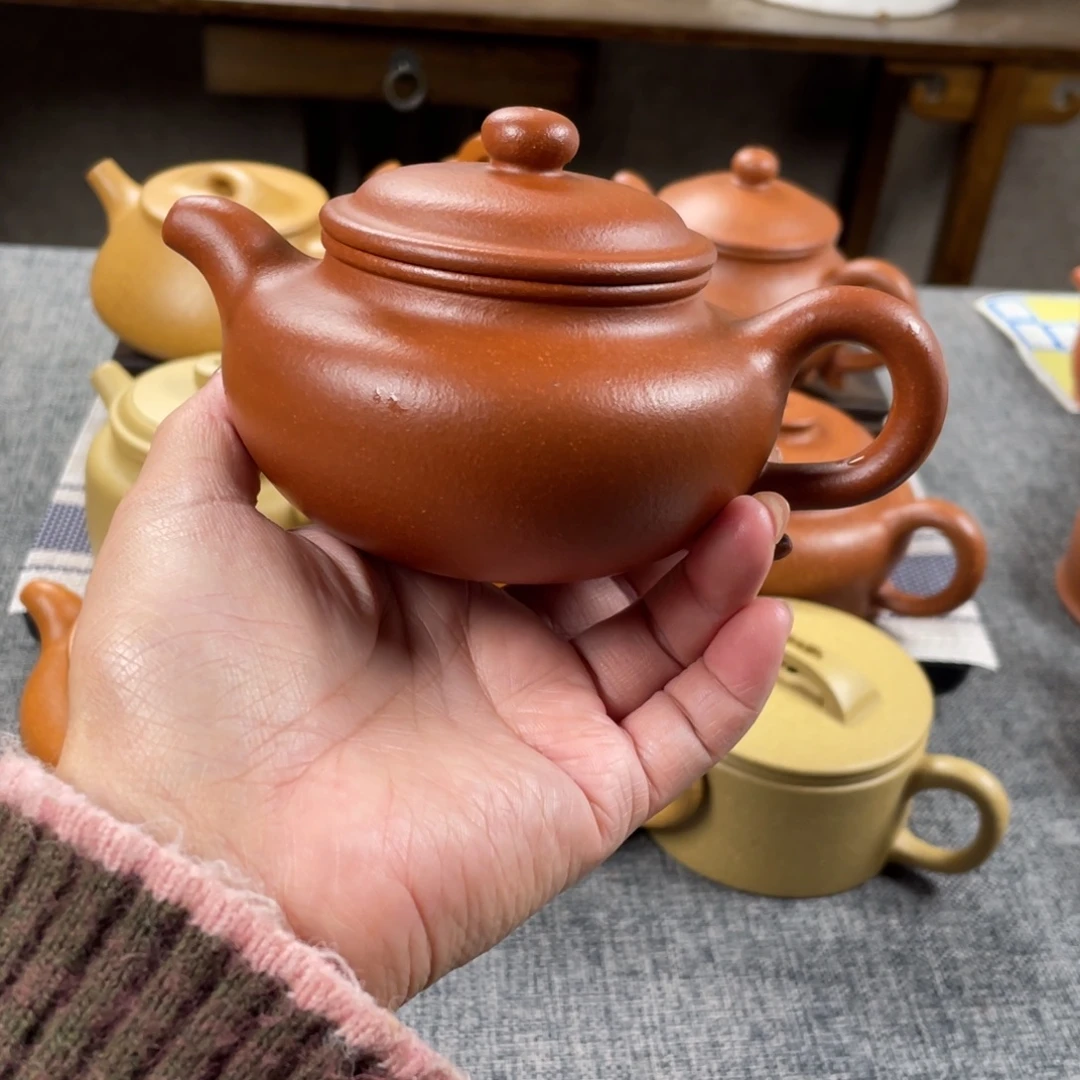 紫砂茶壶红降坡仿古全手40目210