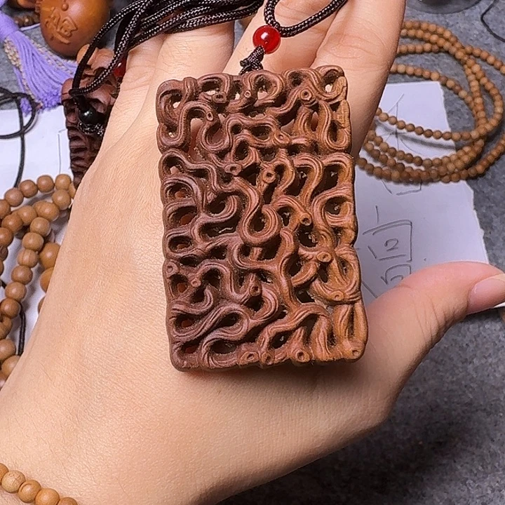 手串/手链檀香木老山檀香黑肉精雕路路通吊坠