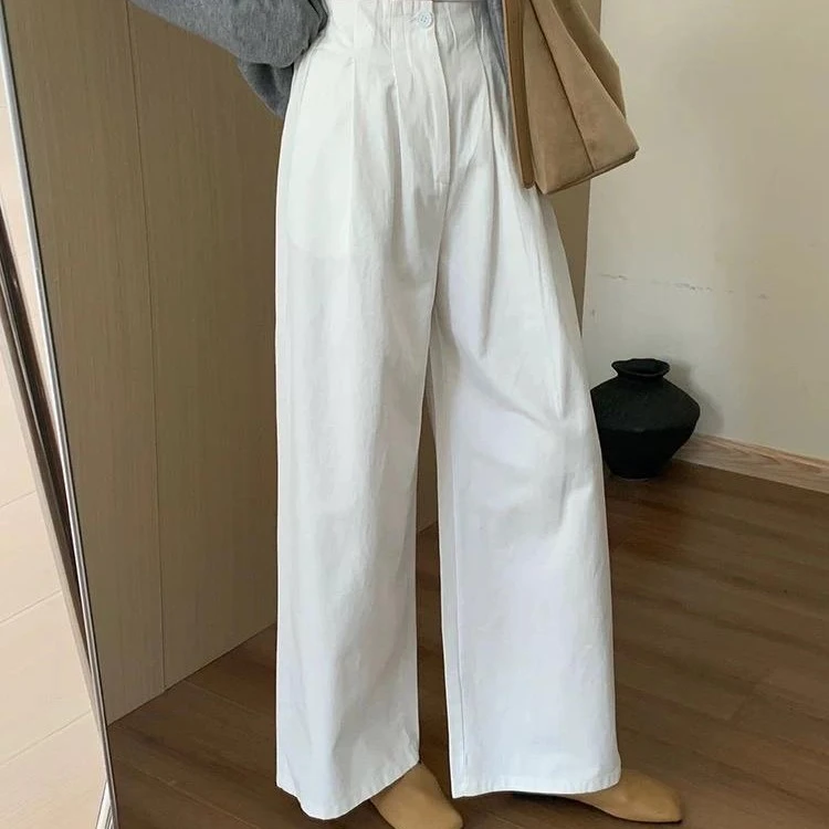 [现货+运费险]2025夏季新款阔腿裤休闲裤纯棉韩版百搭直筒显瘦