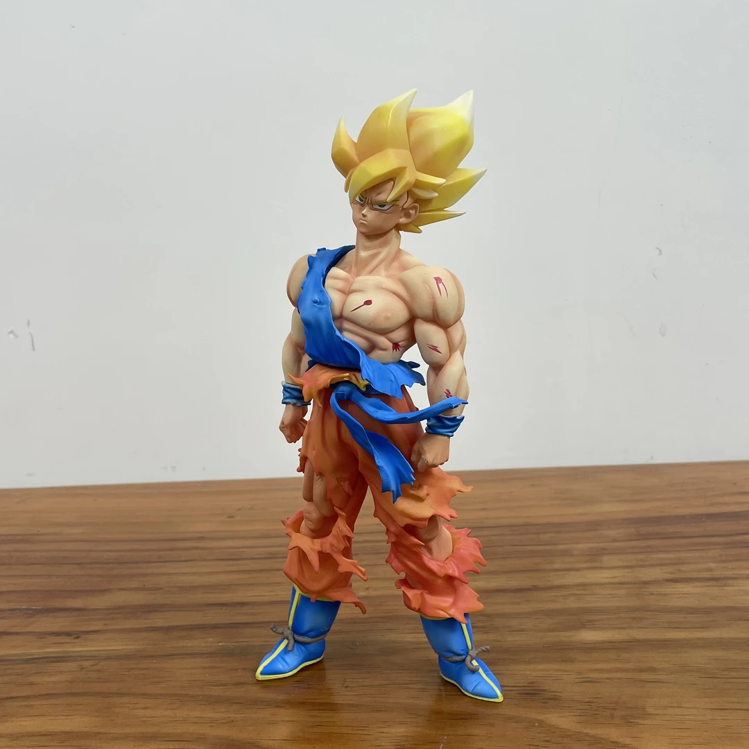 七龙珠山河初超悟空手办 超级赛亚人雕像 战损悟空全喷油动漫摆件