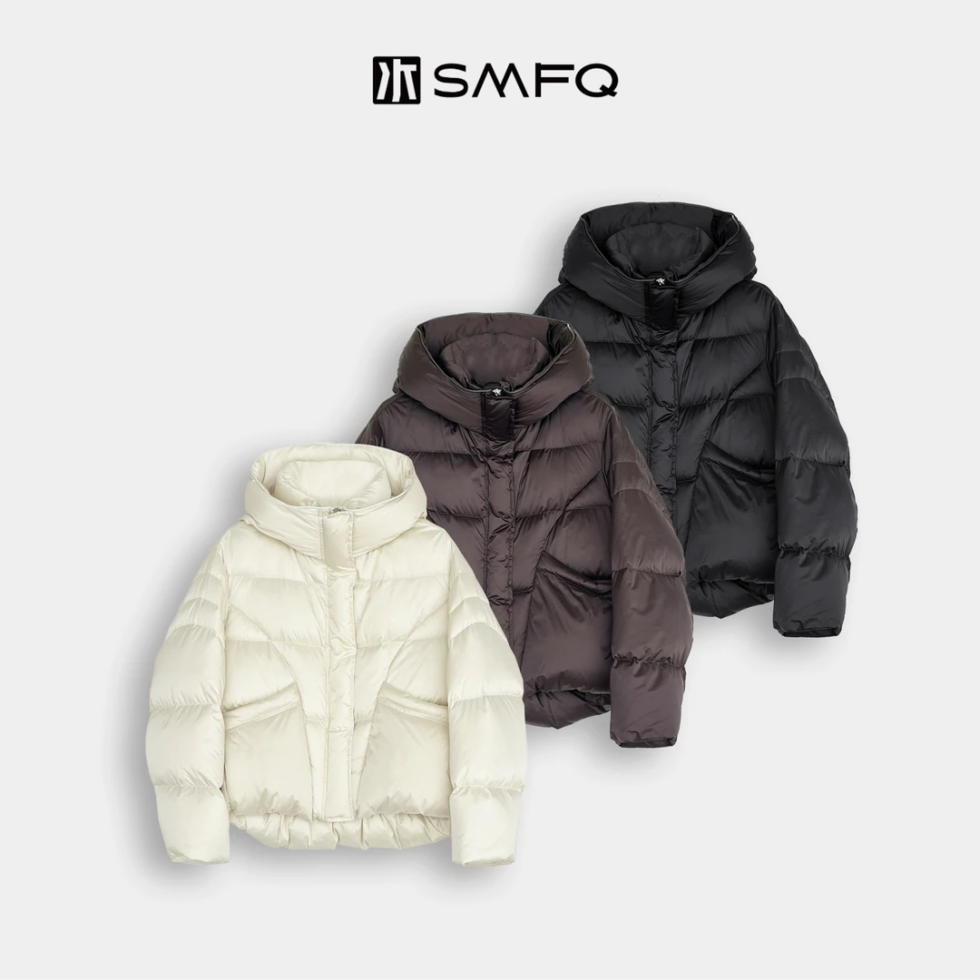 水木夫妻”热风泡芙”秋冬90白鸭绒保暖锁温连帽羽绒服女