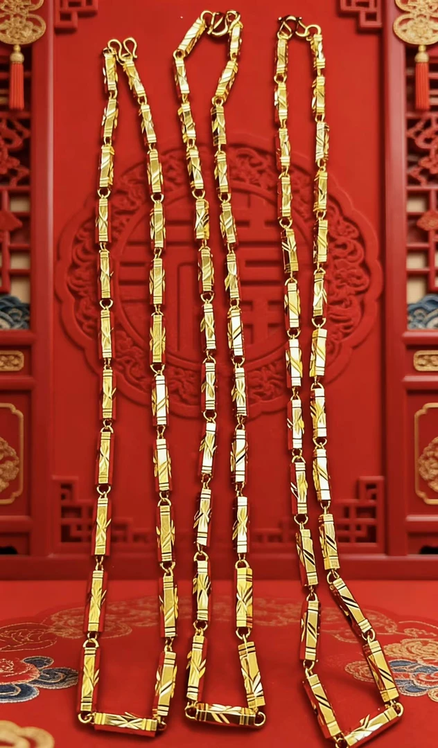 999足金  黄金竹节项链