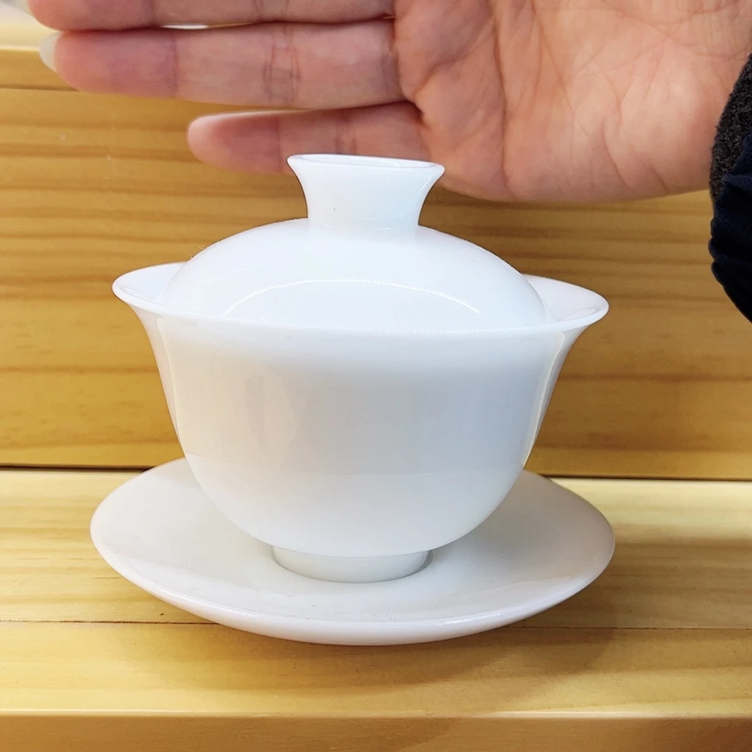 陶瓷冰种小冰纯白小小小盖碗一个，功夫泡
