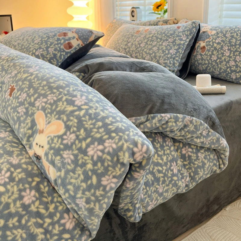 牛奶绒被套单件珊瑚绒被罩冬季双面加绒单双人150x200保暖床上用3