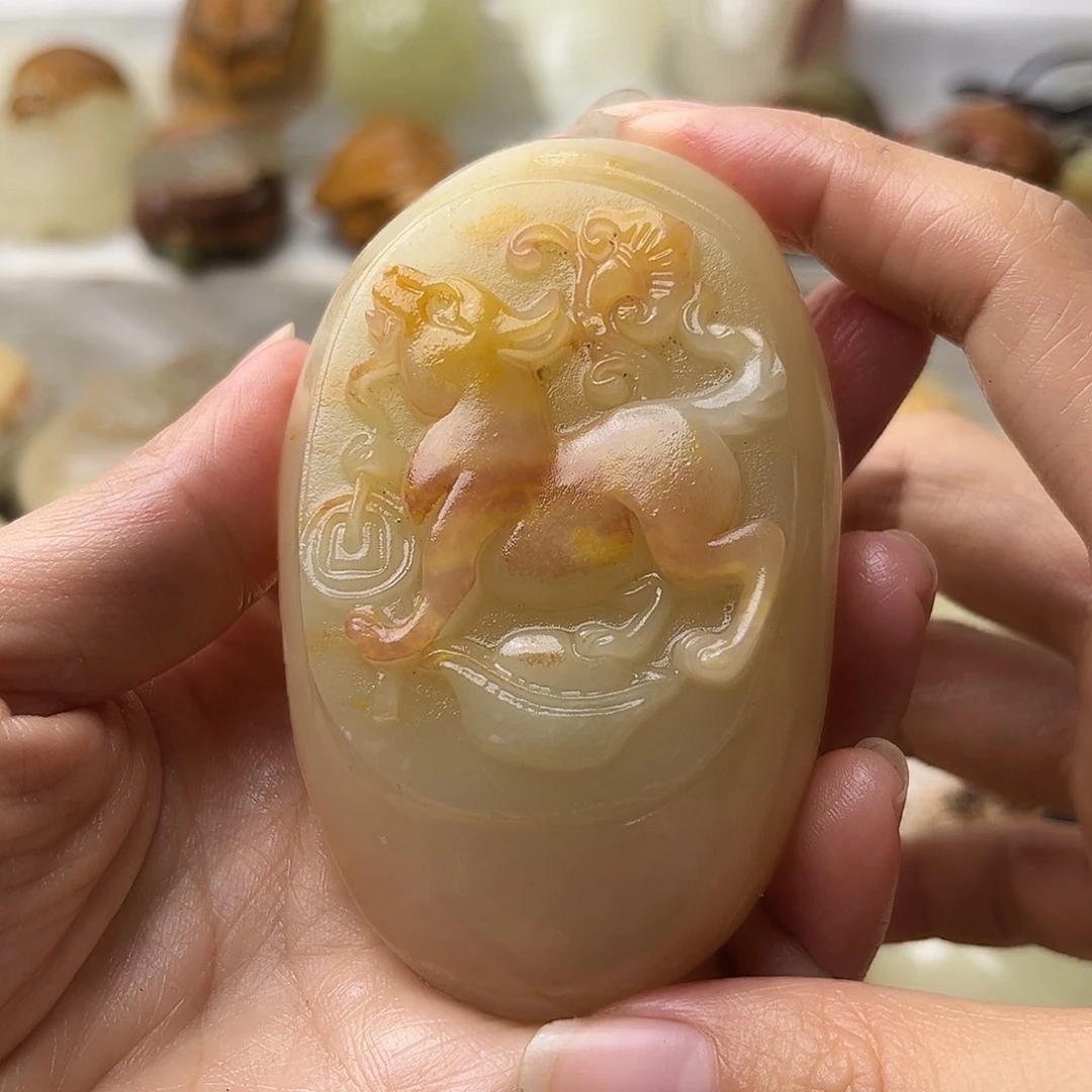 石材方解石手把摆件不退换狗