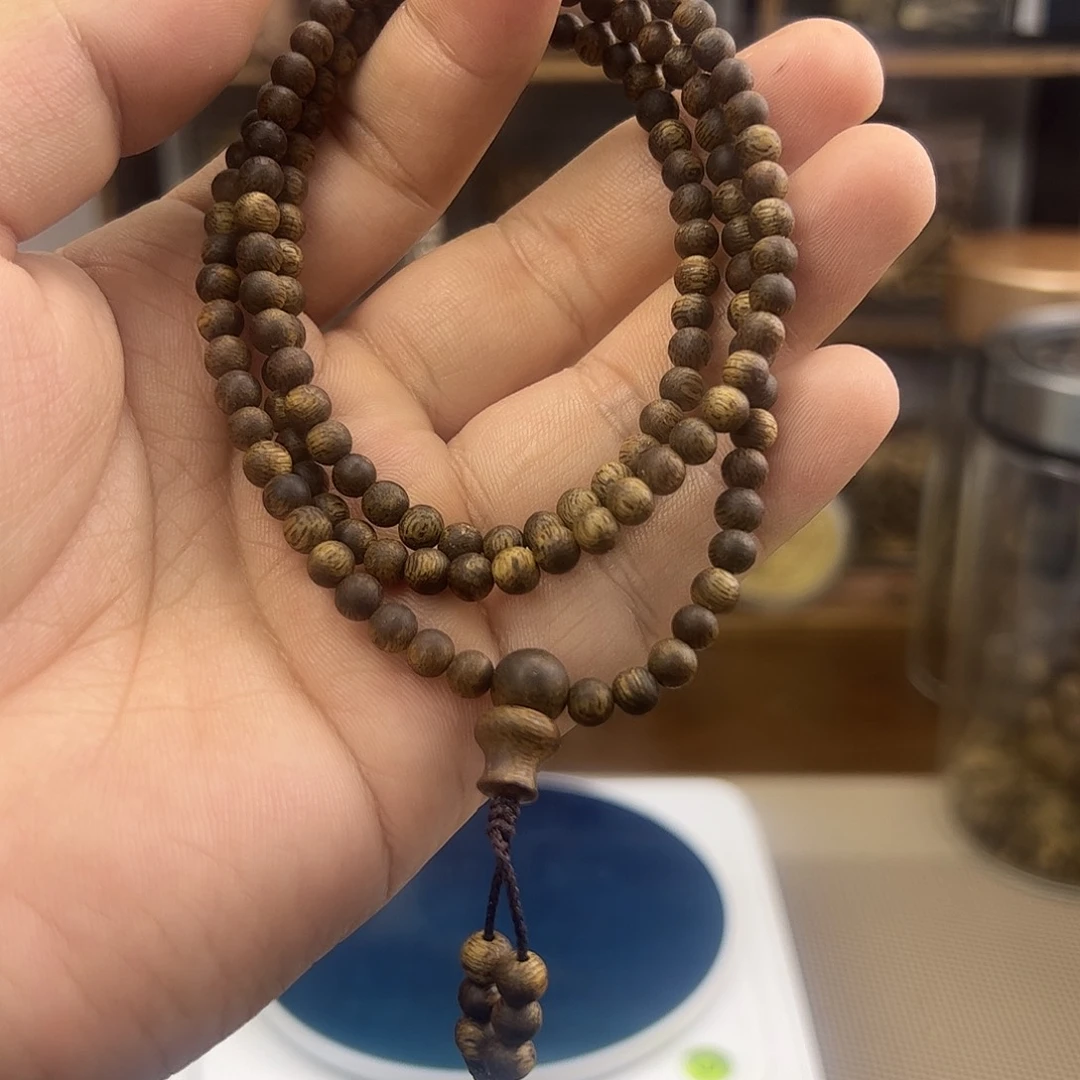 沉香手串5mm圆珠多圈7g