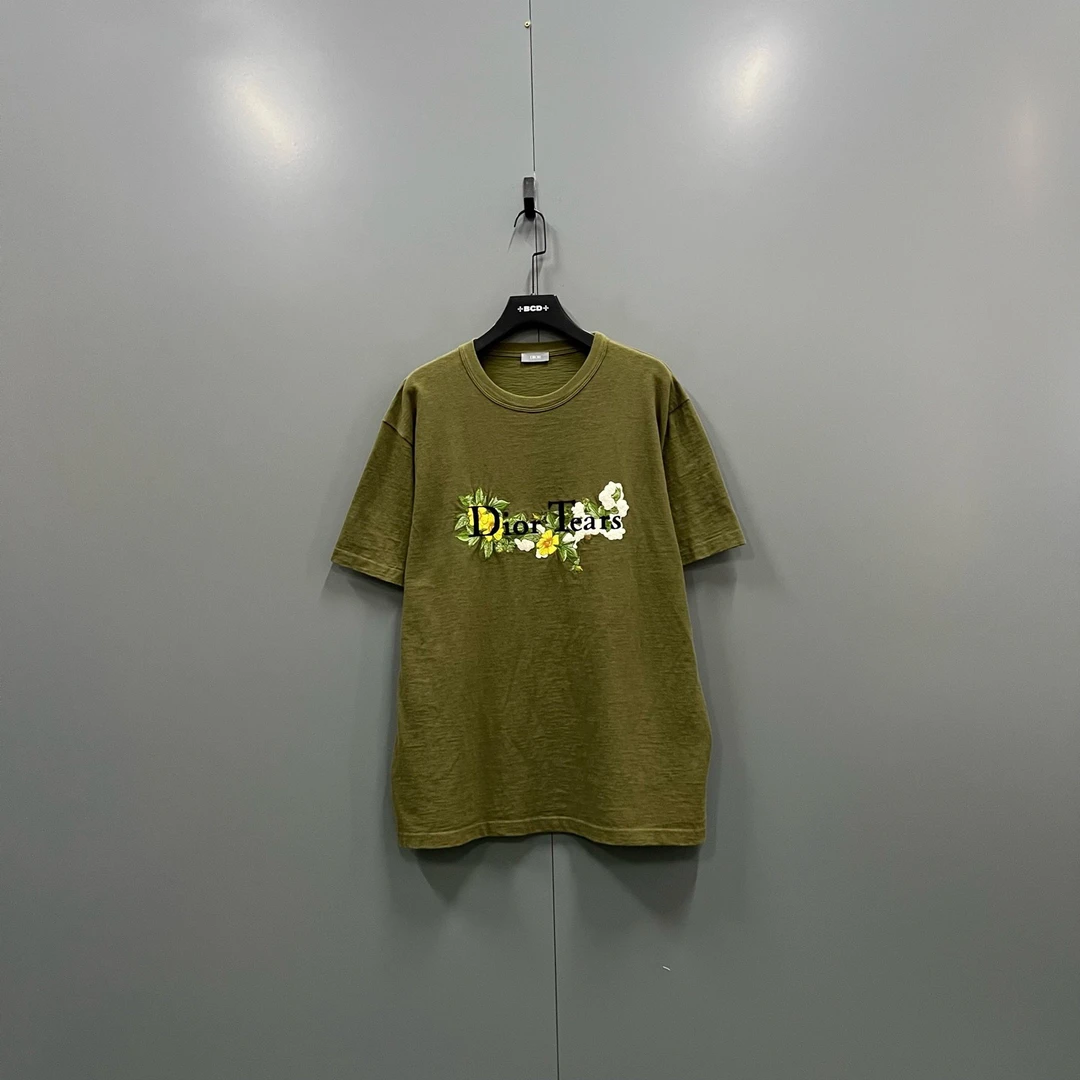 99新 DIOR/迪奥 yyy 花卉字母刺绣短袖 XXL码/017711