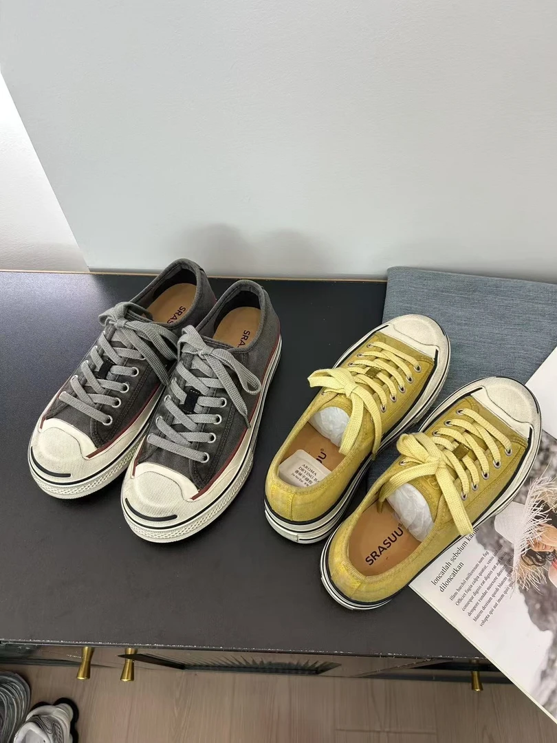 索莱诗欧货女鞋新款开口笑帆布鞋水洗包头拖鞋