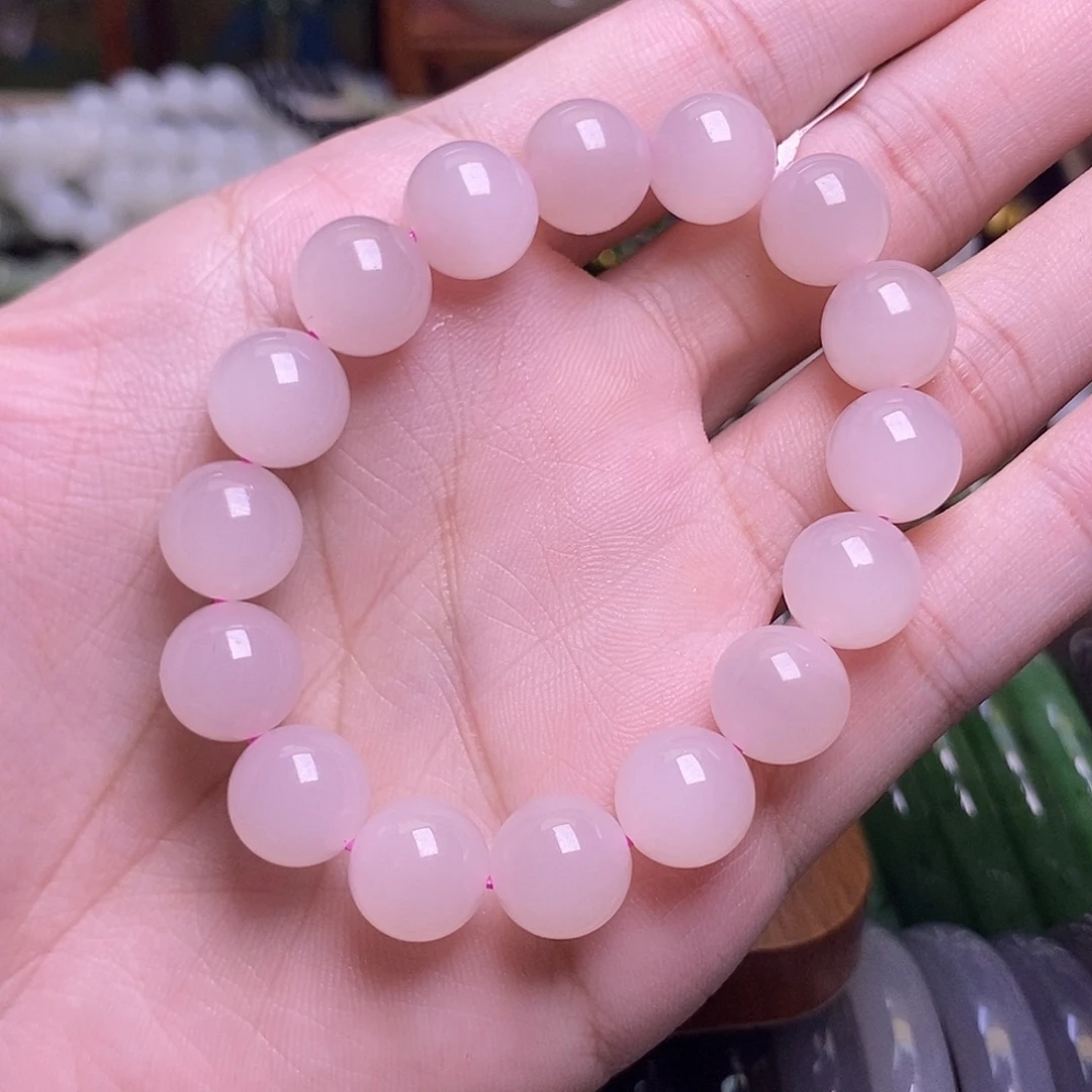 和田玉未镶嵌颈饰藕粉手串约12mm