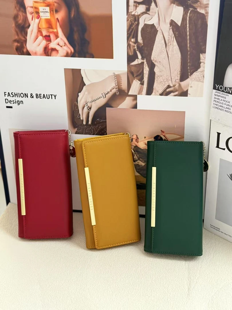 迪雅路【长款钱包】高档女士多隔层多卡位钱包 纯色简约大气时尚