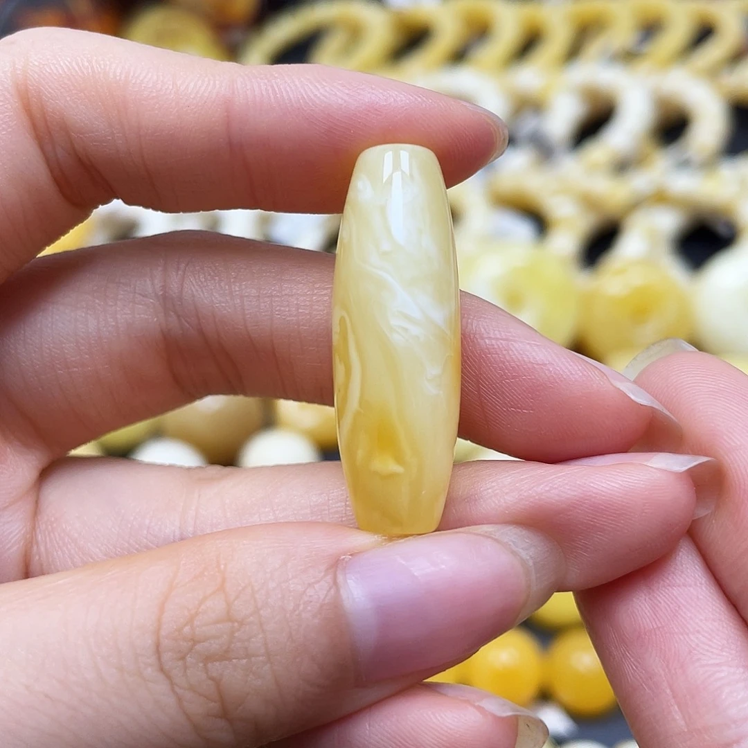 未镶嵌蜜蜡裸石沁色桶珠10.9✖️33.3mm