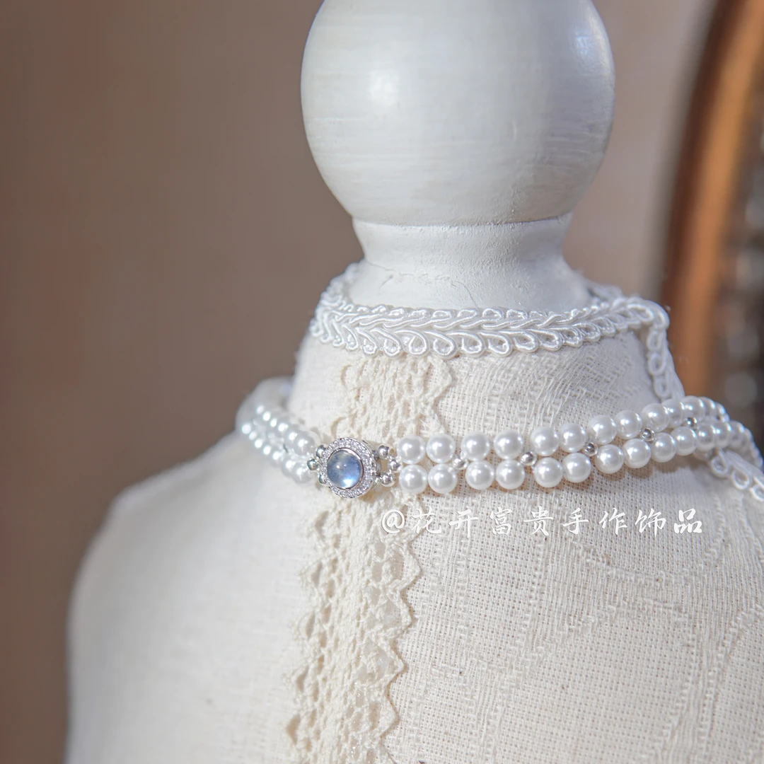 铜合金仿珍珠项链 【白月光系列】——编织项链（纯手工）