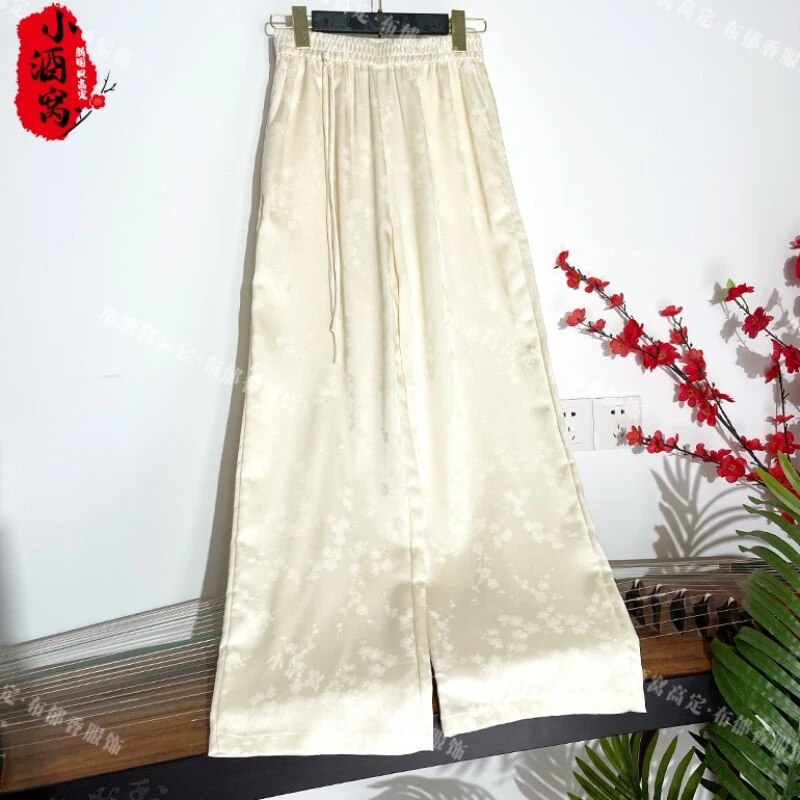 [凌寒] 小酒窝新国风 气质春夏提花显瘦裤子-102/365