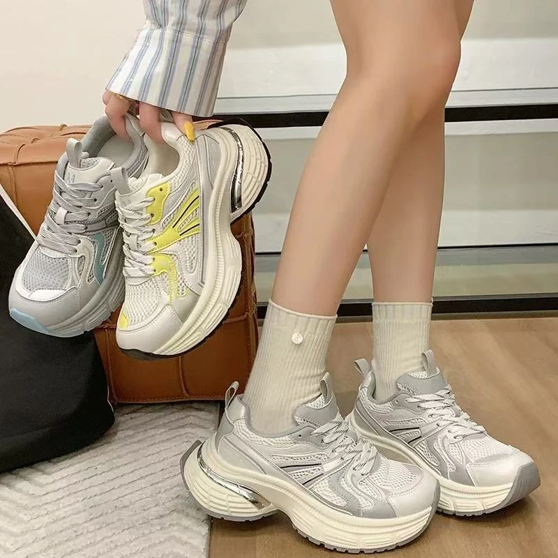 巴黎老爹鞋女2025新款百搭厚底增高网面透气爆款休闲运动鞋ins潮