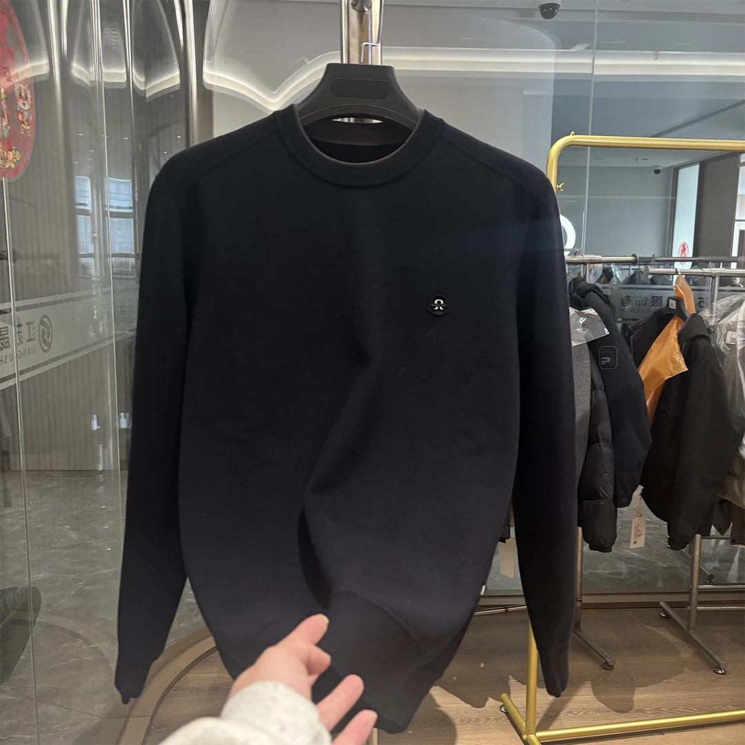 羊毛+植物纤维！冬季加绒加厚简约休闲双层领针织衫男一体绒毛衣