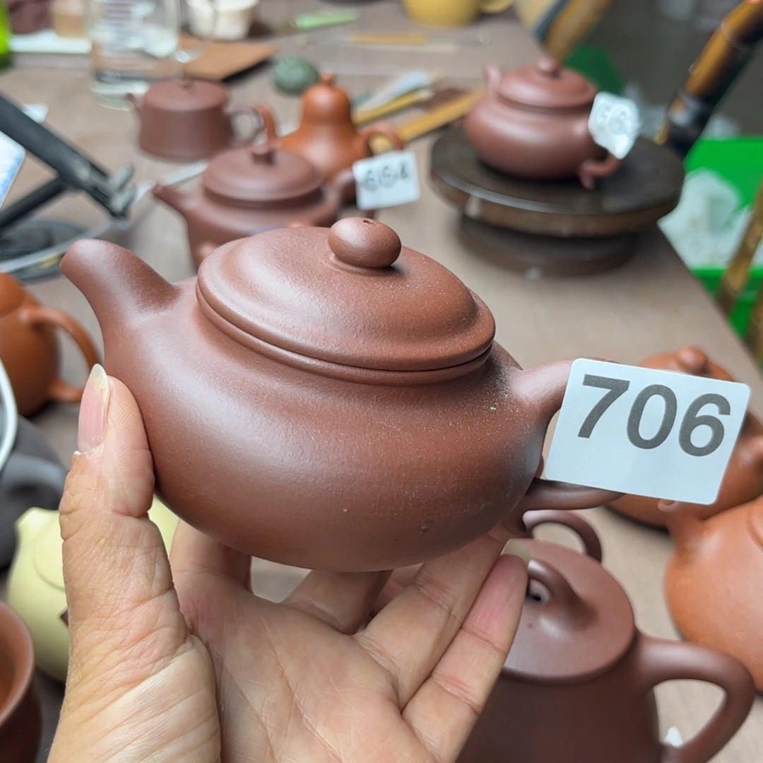 紫砂茶壶紫泥半手瑕疵220cc