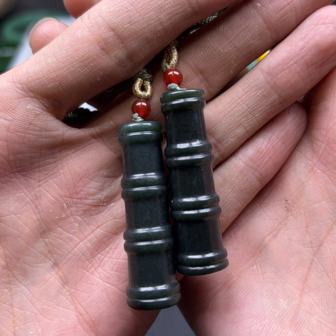 和田玉颈饰未镶嵌竹节多样性拍一发一