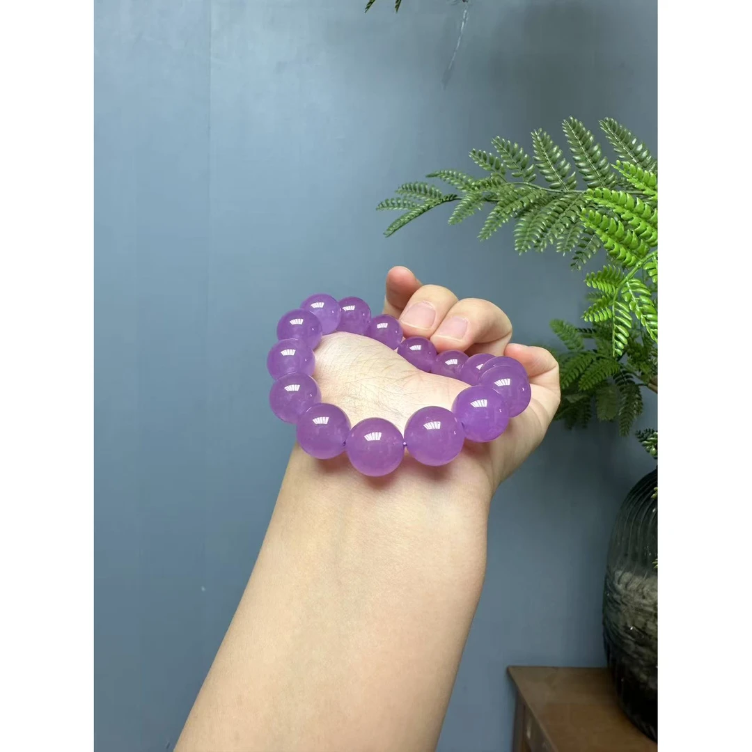 翡翠紫翡冰透手链手串12mm