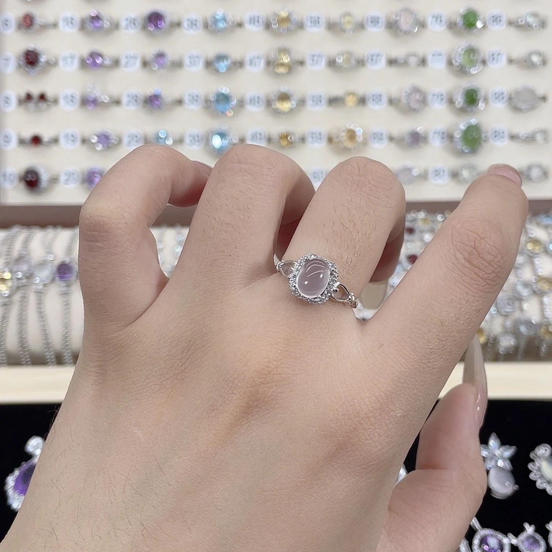 戒指银S925镶嵌芙蓉石