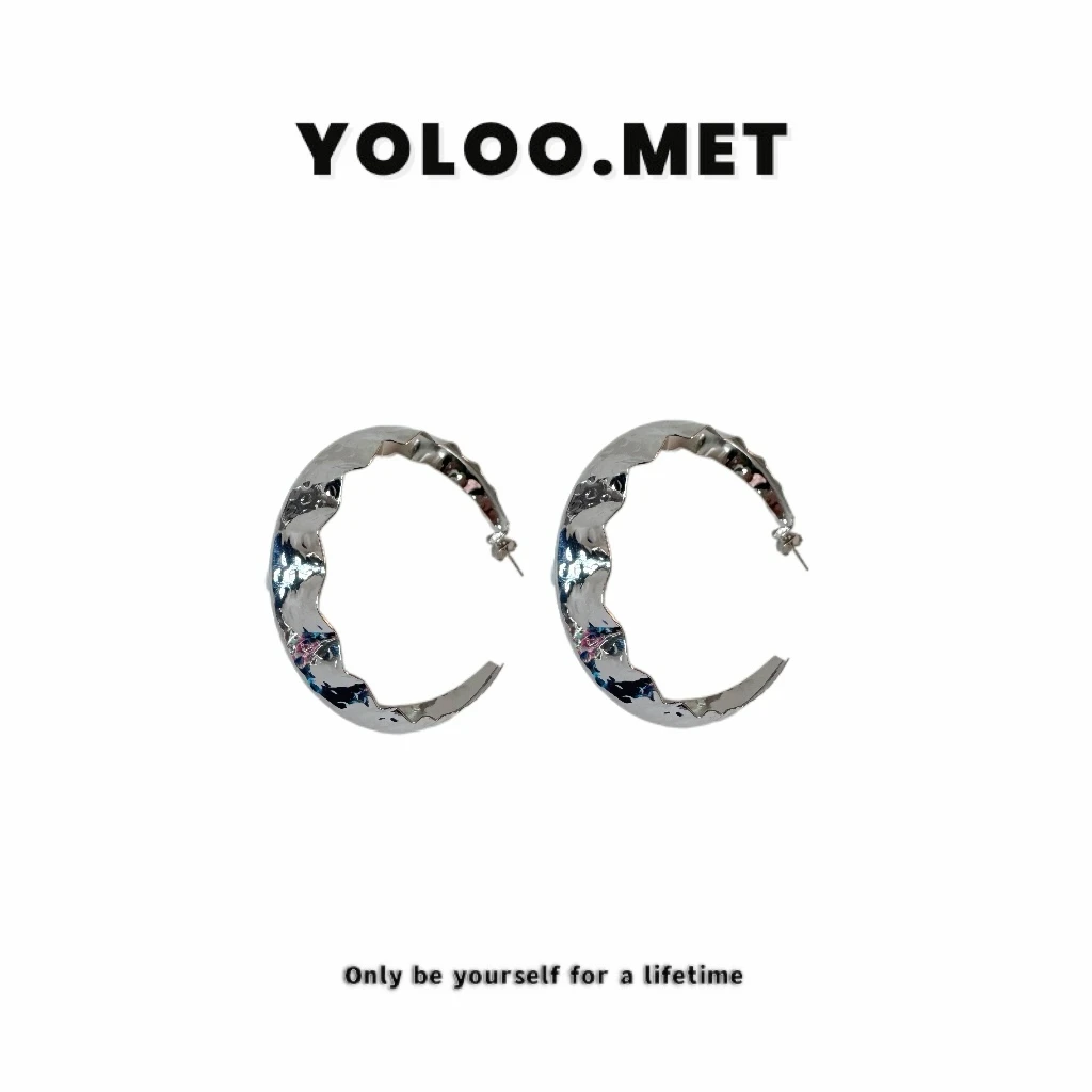 铜合金耳饰铜合金耳饰耳圈【Yoloo.Met】个性冷淡风耳环网红同款