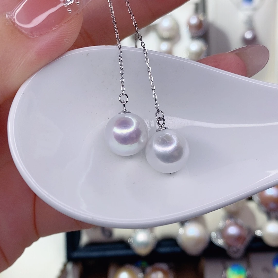 银S925镶嵌淡水珍珠耳饰