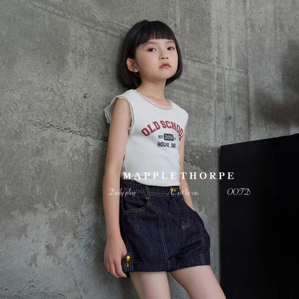 S0656 印花蕾丝边背心