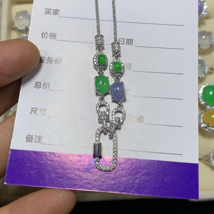 银S925镶嵌戒指翡翠翡翠万能链