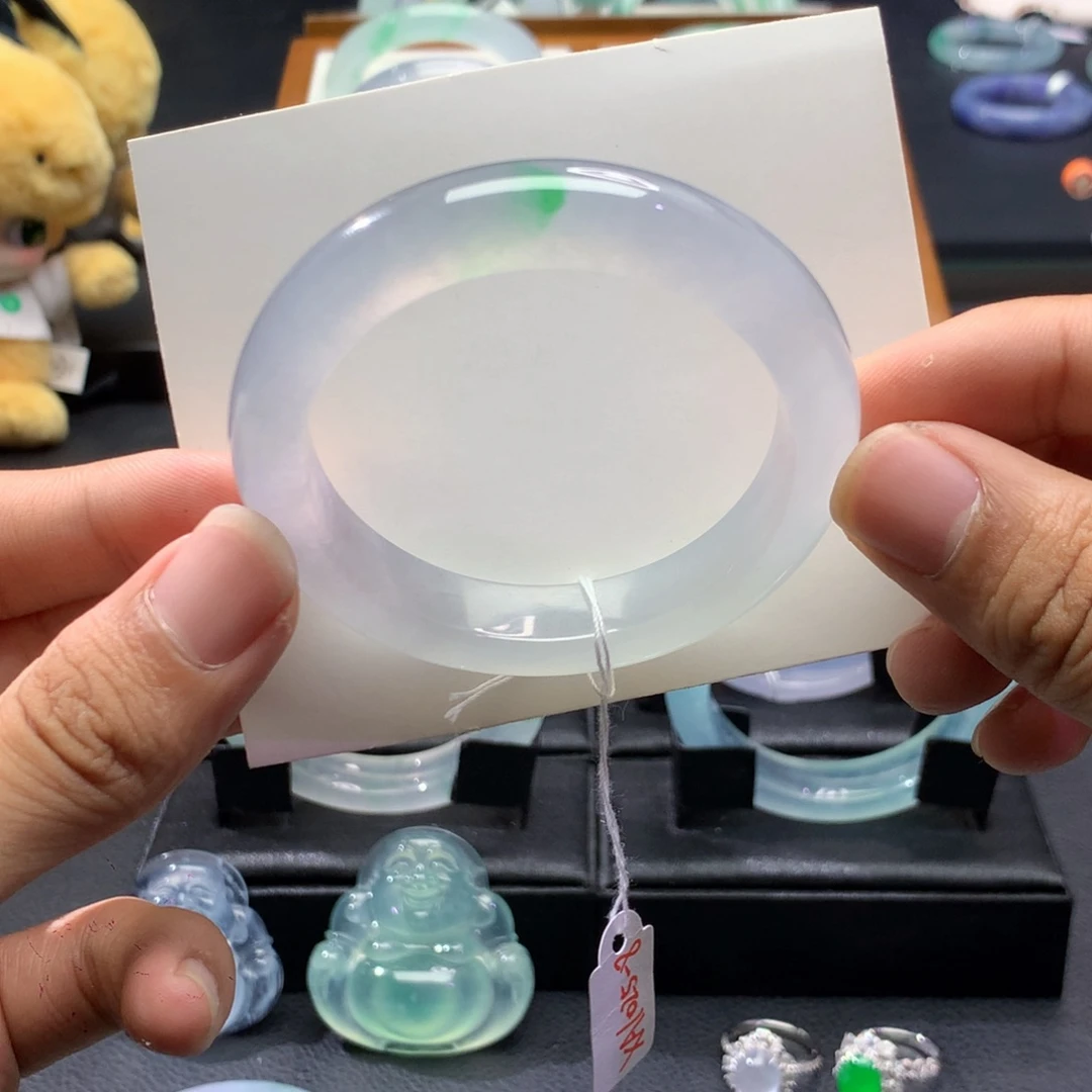 翡翠未镶嵌手镯金丝翠紫底53圈口