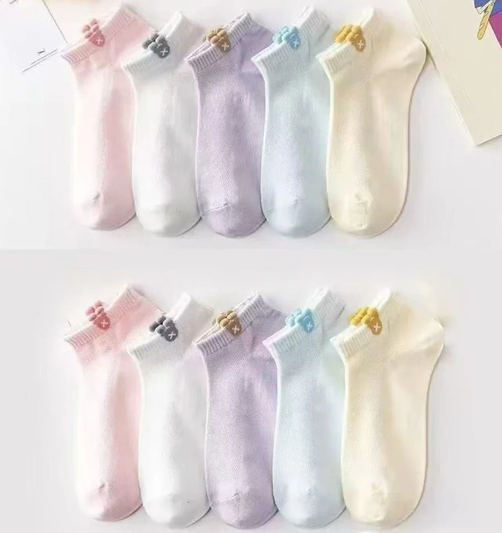 10双夏季薄款网眼短袜马卡龙色透气短筒袜舒适轻薄浅口in风袜子