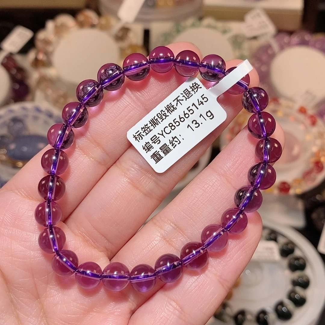 水晶手链未镶嵌朗***姐F紫水晶7.2