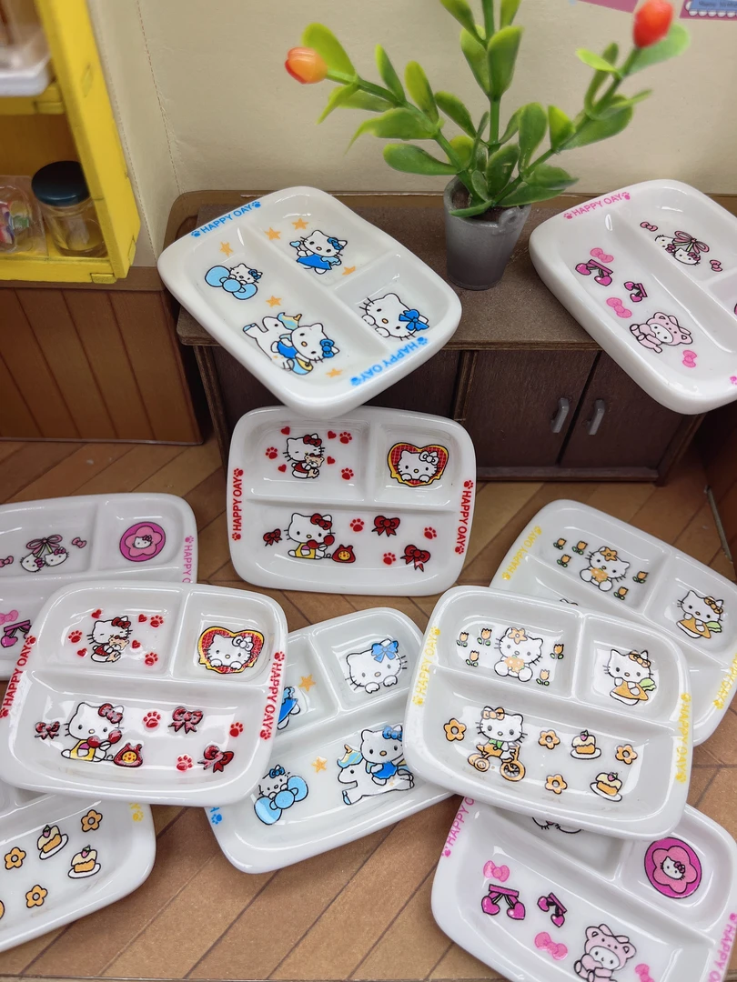 【彬彬定制-三格分餐盘】卡通树脂盘底托diy配件摆件树脂盘捏捏盘