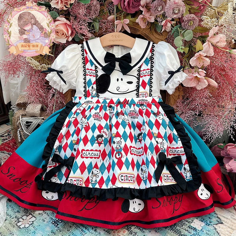 史努比女童连衣裙夏款短袖春装2025新款小女孩公主裙洋气儿童裙子