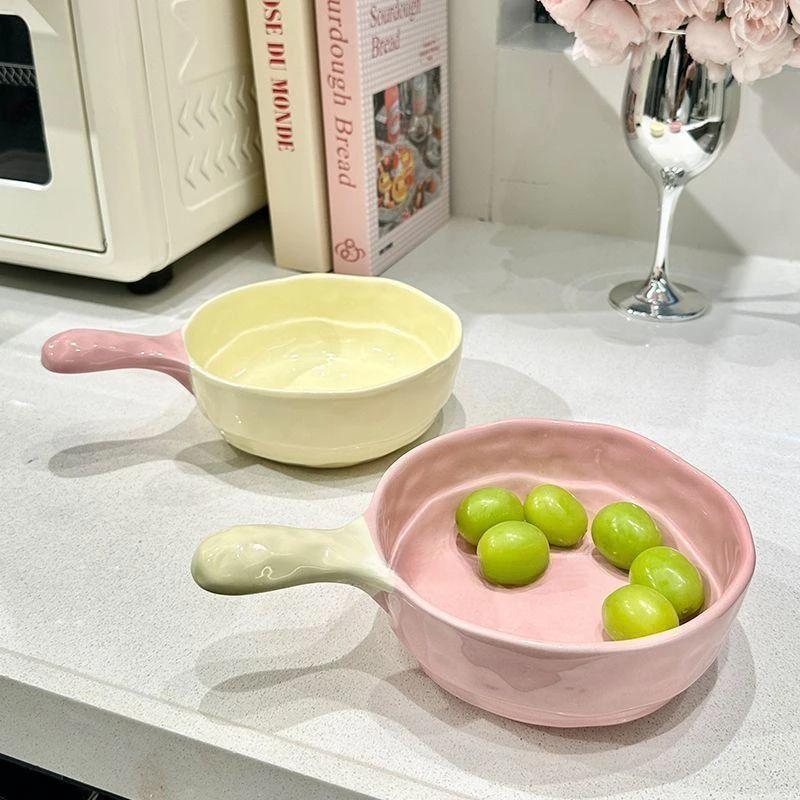 奶油风餐具高颜值手柄碗汤碗大号家用6英寸饭碗陶瓷泡面螺蛳粉碗G