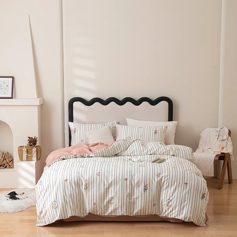 唯意纯棉四件套三件套100%全棉双人单人碎花清新床单被套