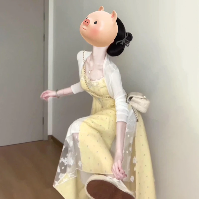 小个子黄色波点吊带连衣裙子女2025夏季新款海边度假气质蕾丝长裙