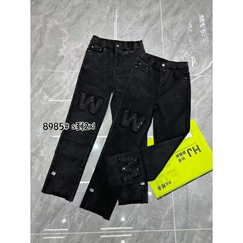 X【帅姐欧货优选】春季新款时尚百搭显瘦字母牛仔裤8985