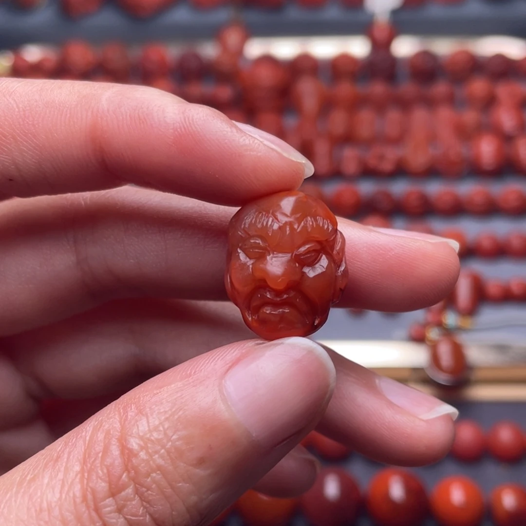 南红玛瑙未镶嵌其他W15瓦西柿子红虎皮火焰罗汉头配饰微瑕