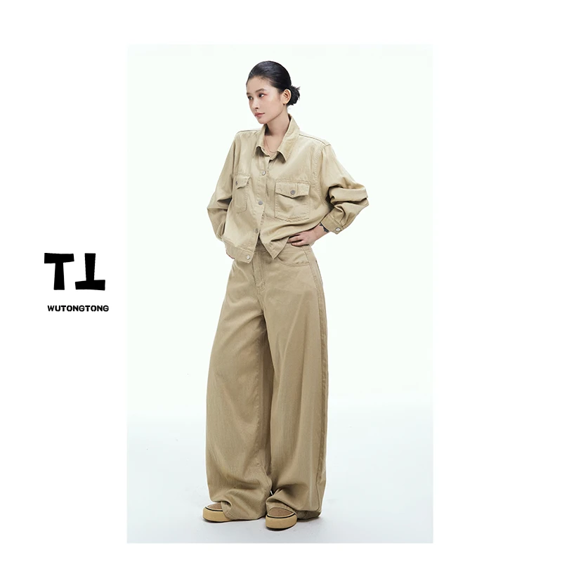 现货【冷感都市】早秋新款牛仔外套两件套女牛仔裤套装62466