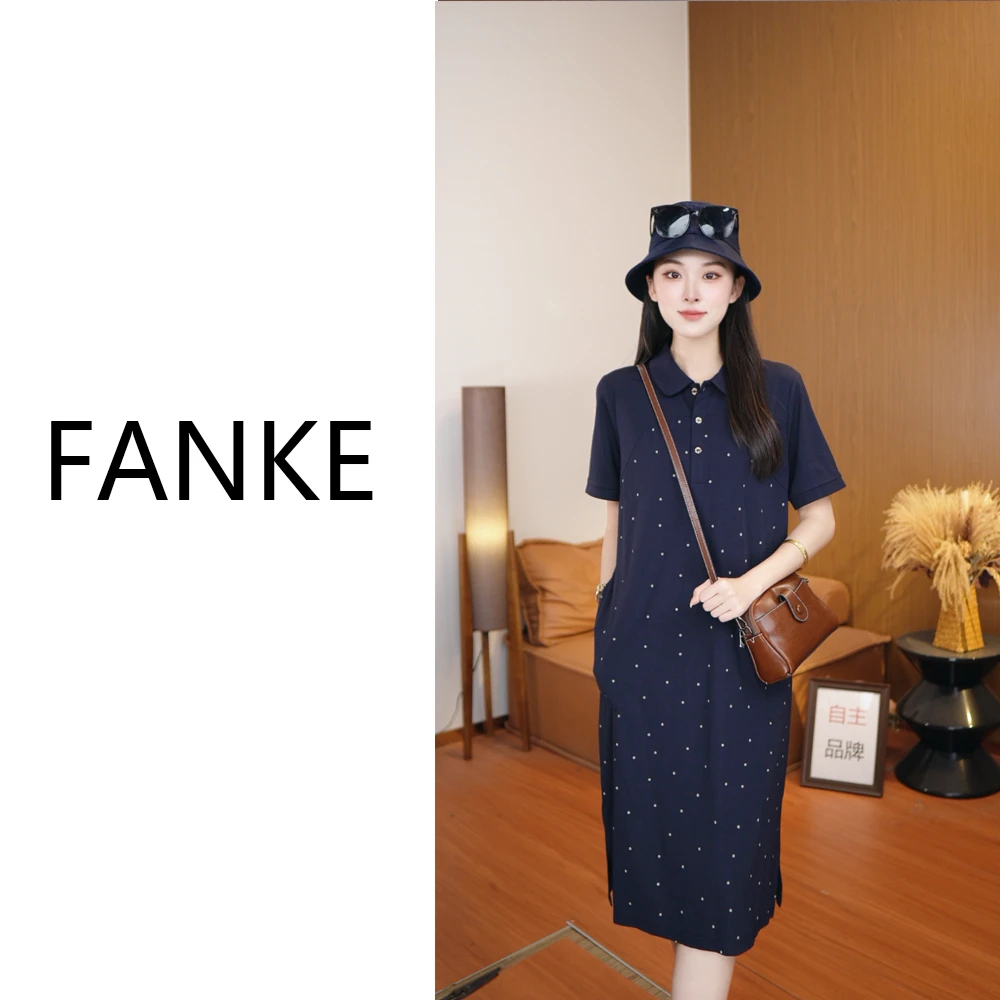 [魅力显瘦] FANKE新款显瘦百搭波点POLO连衣裙