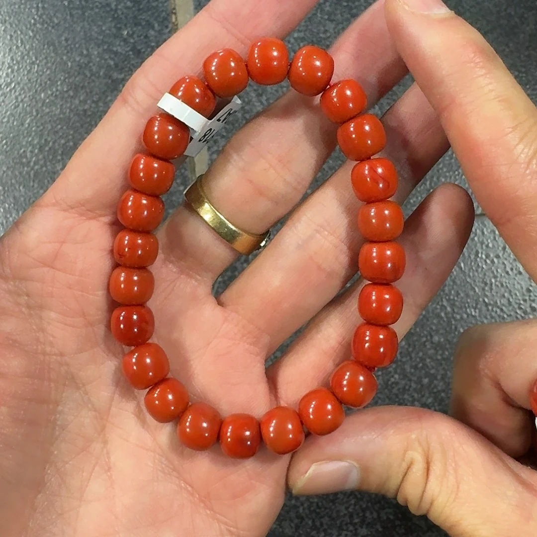 南红玛瑙未镶嵌手链手串原矿南红瓦西高品质柿子锦红9